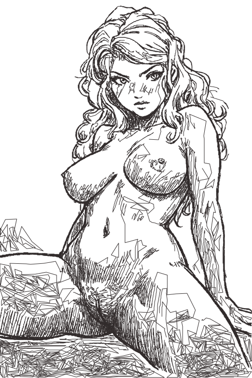 Original Nude Female Figure Drawing – Detailed Black & White Line Art Sketch Original Nude Female Figure Drawing – Detailed Black & White Line Art Sketch