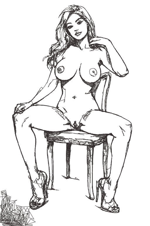 Original Seated Nude Female Figure Drawing – Expressive Black & White Line Art Original Seated Nude Female Figure Drawing – Expressive Black & White Line Art